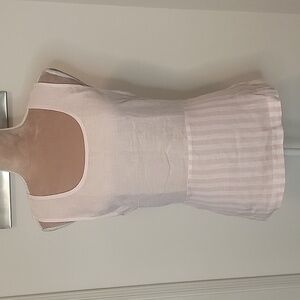 Cynthia Rowley, Size M, Pink Striped Sleeveless 100% Linen Blouse, EUC